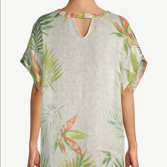 CHICOS Linen Palm Frond Printed Tunic Poncho S/M NWT - Picture 4 of 8